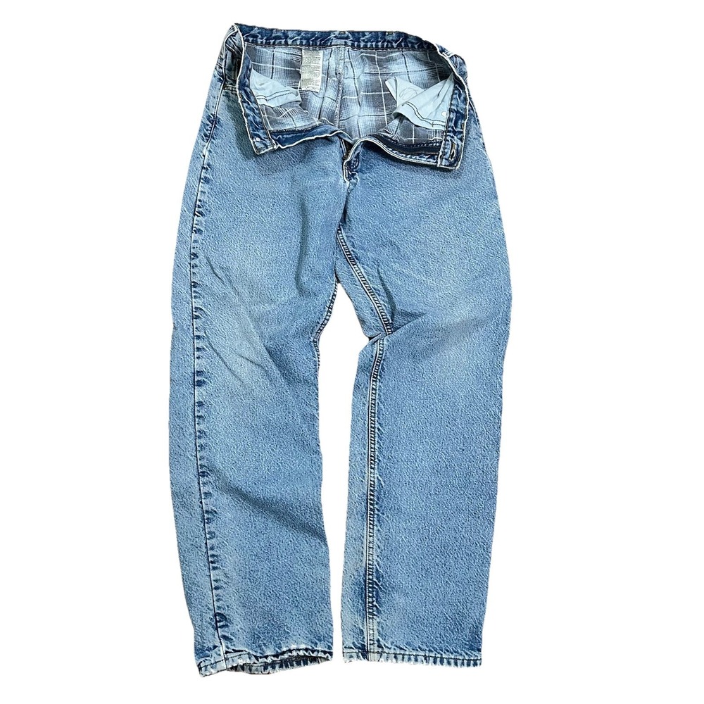 Carhartt B172 DST Blue Jeans Men 33x33 Relaxed Fit Flannel Lined Heavyweight